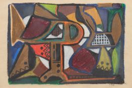 März, Reinhold (geb. 1934) "Abstrakt", Gouache, sign. "R. März" u.r., 26x36 cm, hinter Glas im Pass