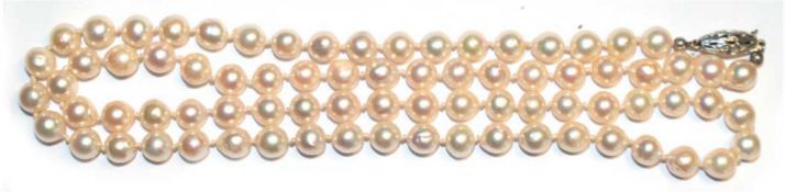Perlenkette, Dm. 7 mm, mit 585er WG-Schließe, L. 75 cm