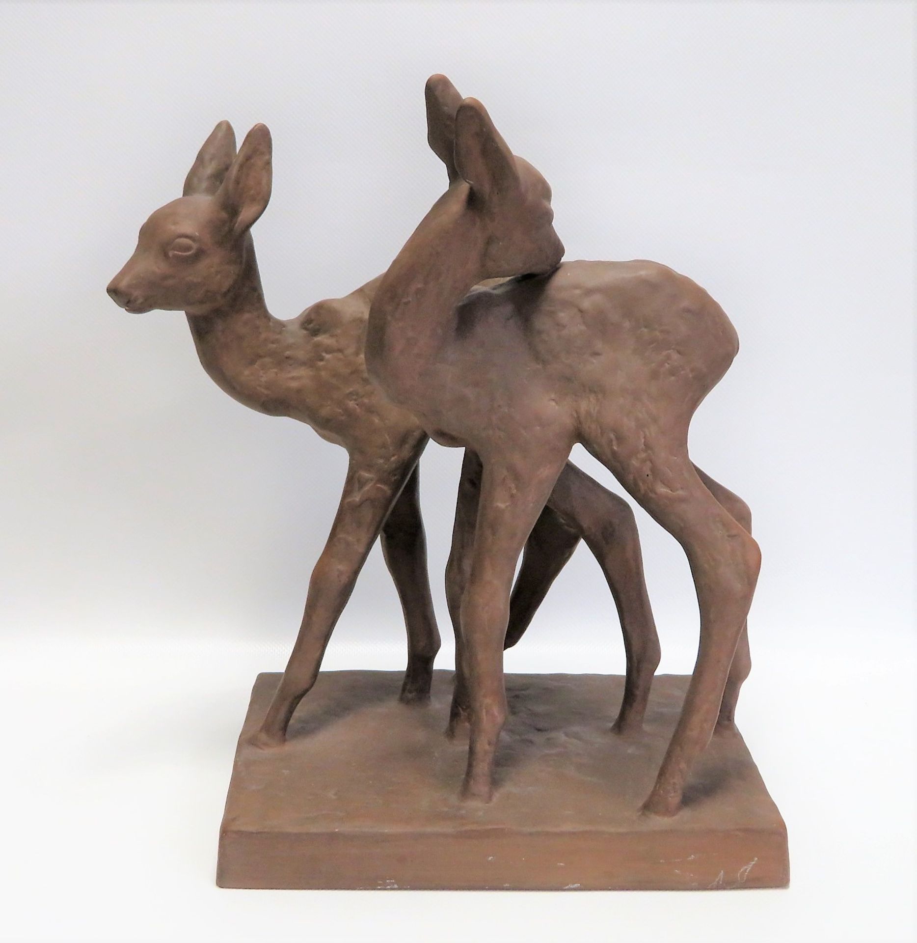 Zwei Rehe, Karlsruher Majolika, Entwurf Else Bach (1899 - 1951, Heidelberg - Pf