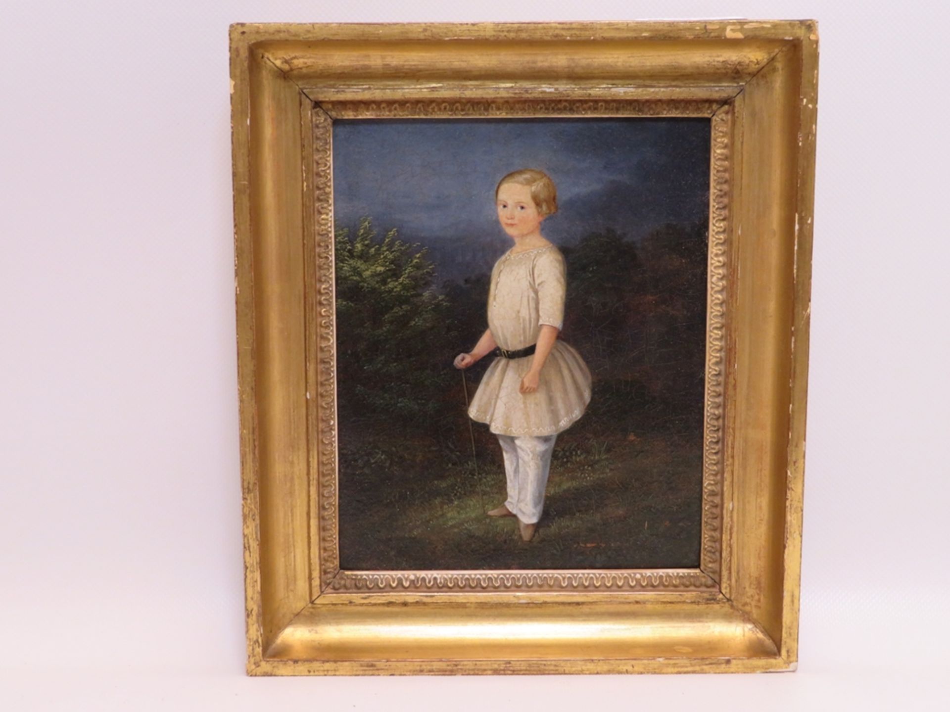 Biedermeier, 19. Jahrhundert, "Stehendes Mädchen", Öl/Leinwand, doubliert, 21,5