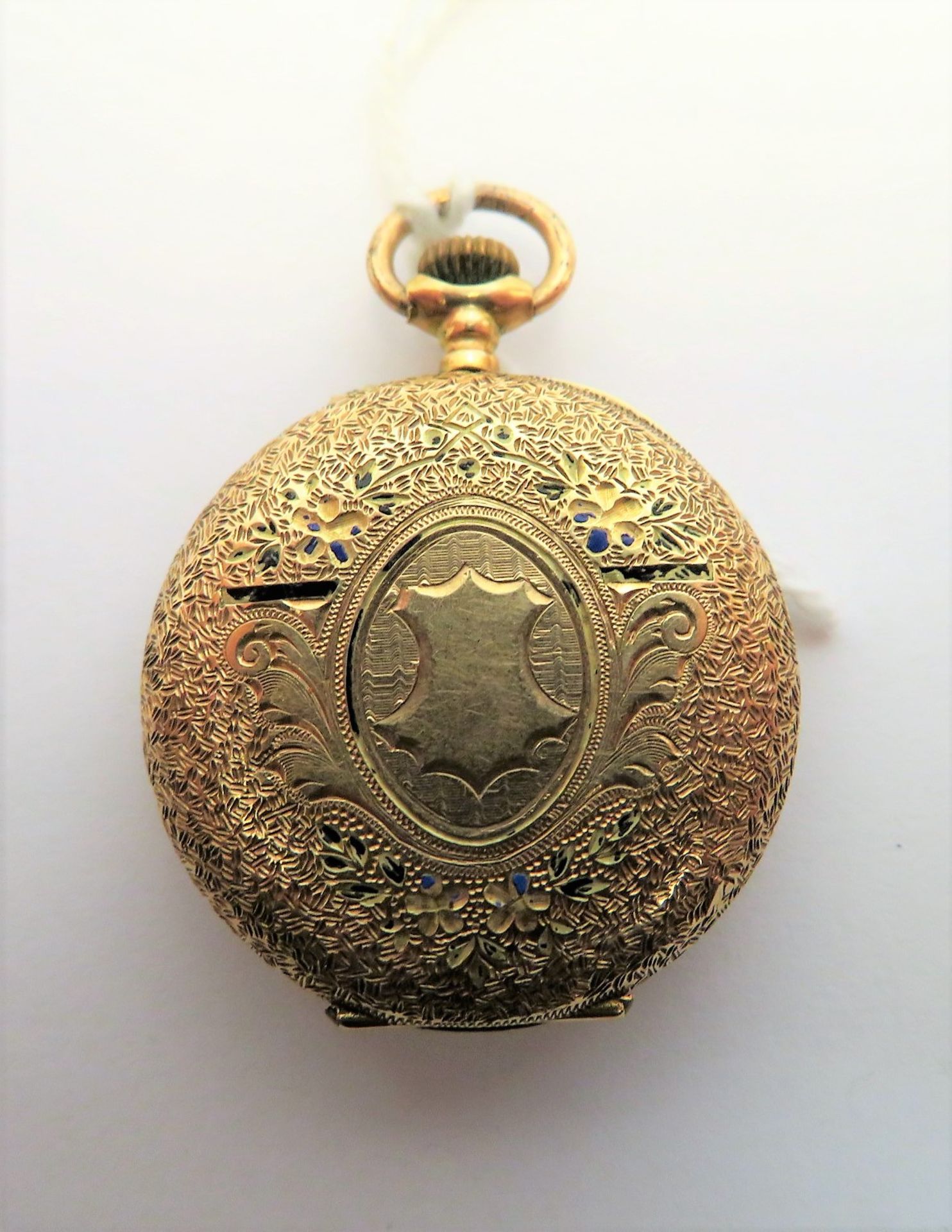 Damenhängeuhr, 19. Jahrhundert, Gehäuse 585er Gelbgold, gepunzt, Innendeckel Me - Bild 2 aus 3