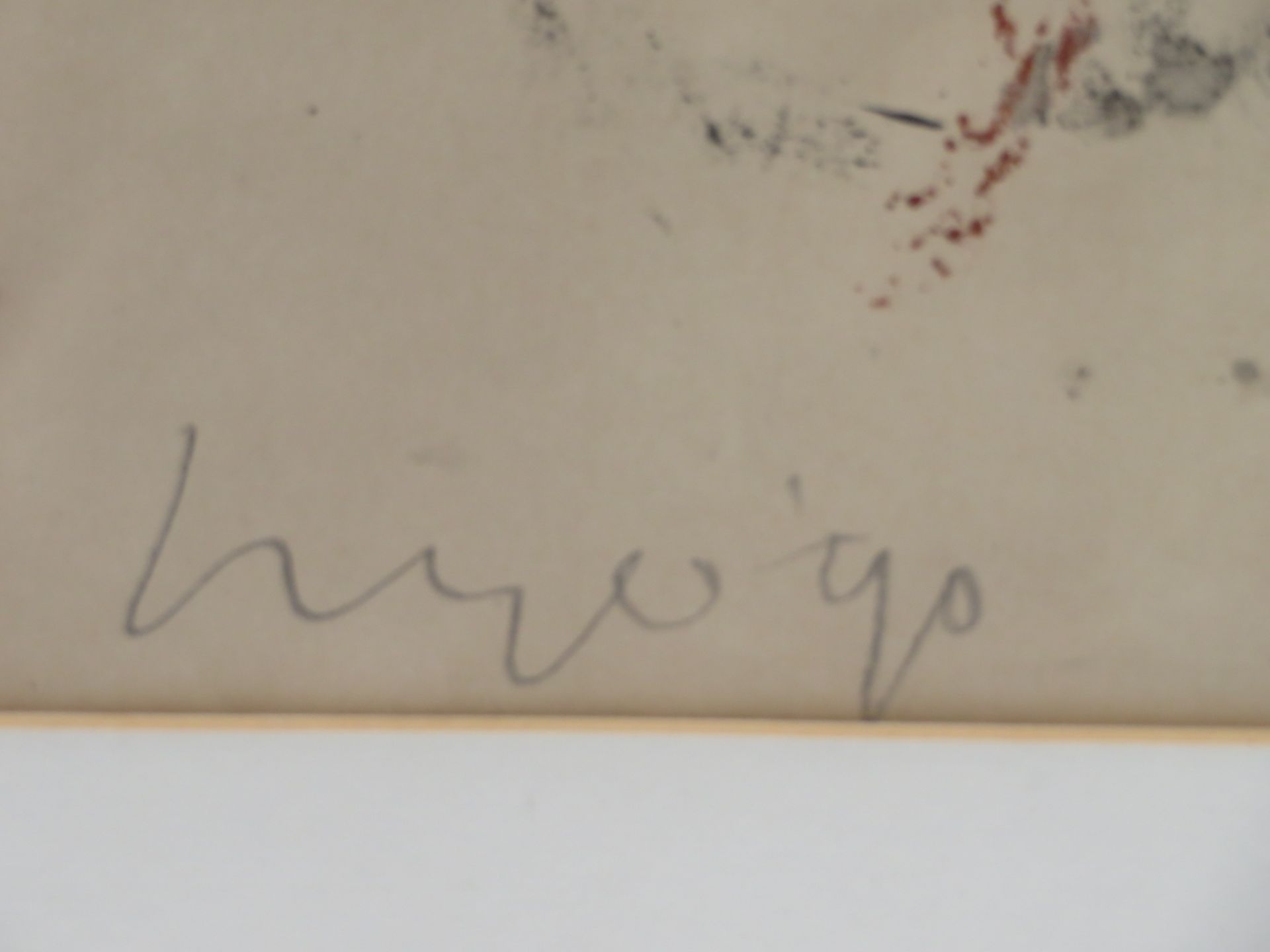 Unles.sign., "Komposition", u. Bleistift sign.u.dat. (19)90, Aquarell, 31 x 20 cm, R. [45 x 33 cm] - Bild 2 aus 2