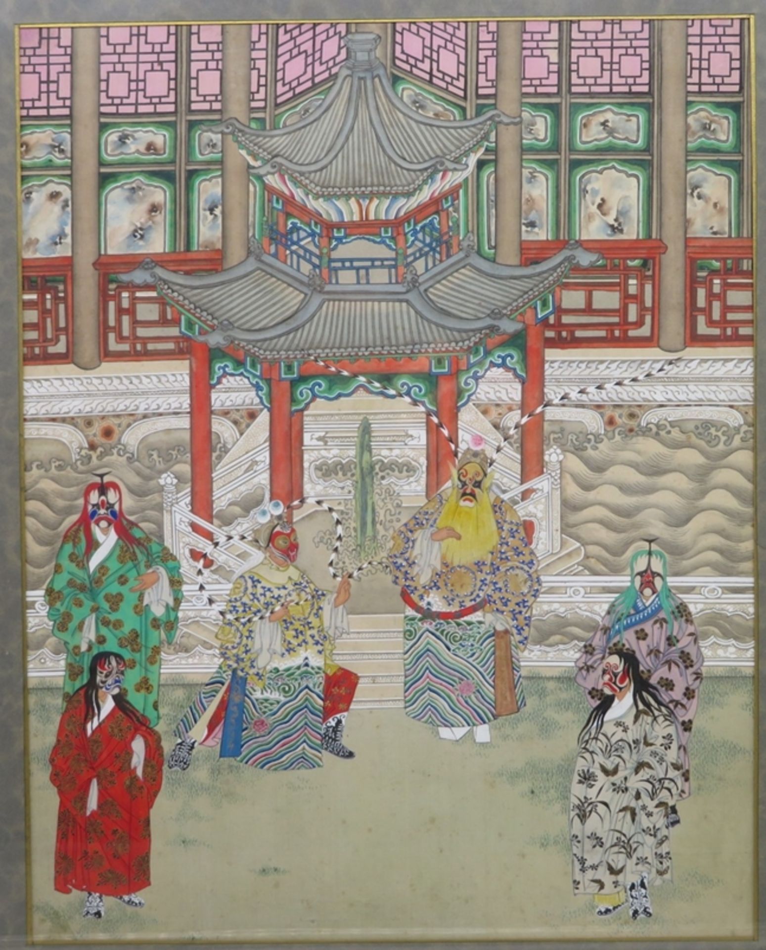 Feine Seidenmalerei, China, um 1900, "Opernschauspieler", verso beschrieben, 34 x 27 cm, R. [52 x 4