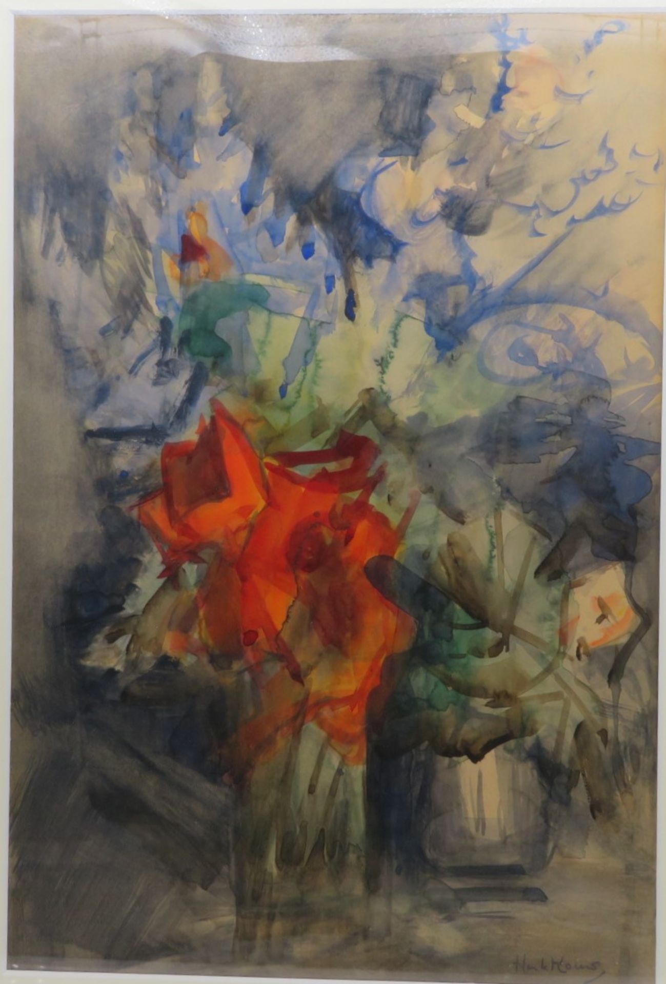 Kouns, Henk, "Blumenstillleben", re.u.sign., Aquarell, 52 x 35 cm, R. [67 x 49 cm]