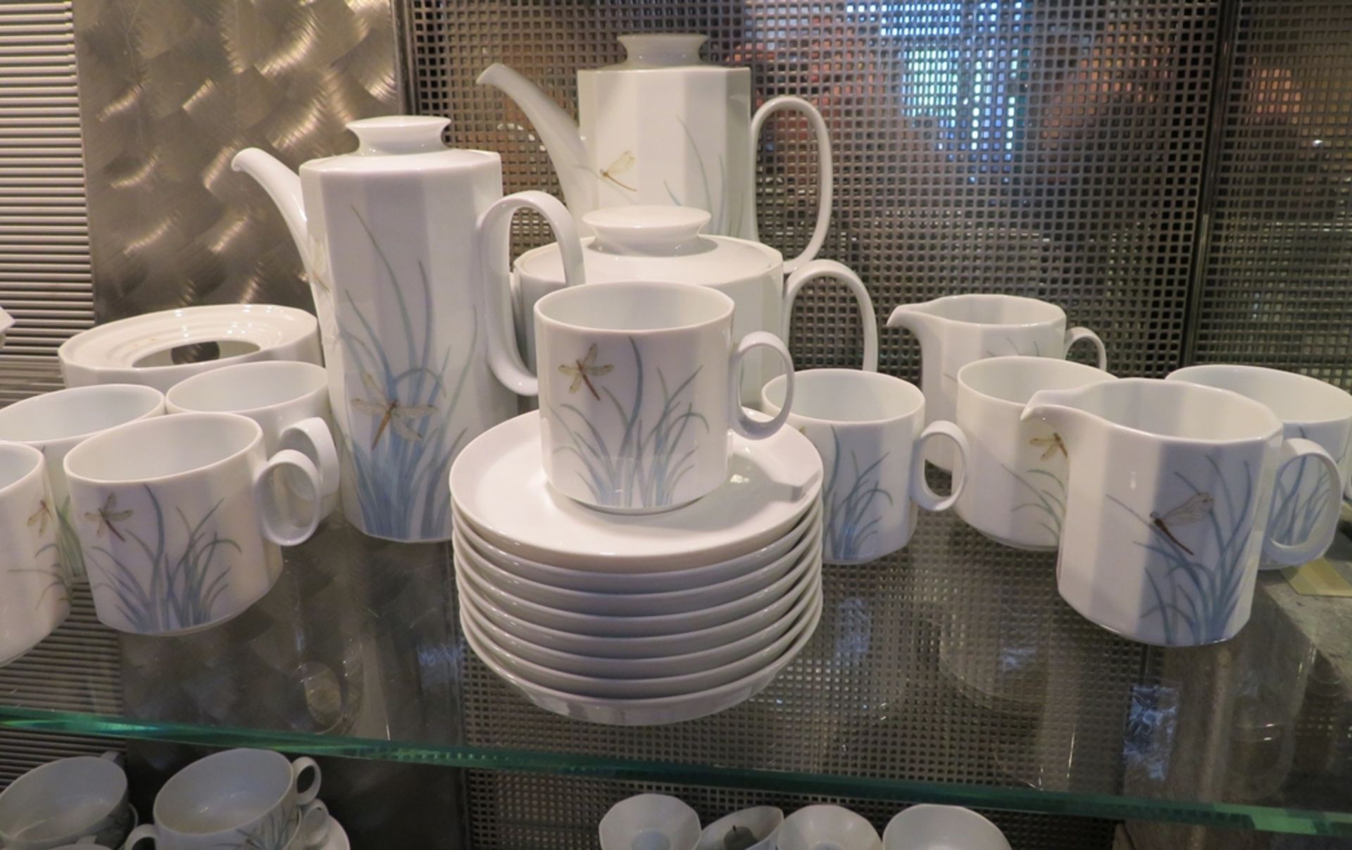 77 teiliges Kaffeeservice, Rosenthal, Studio Line, Form 16000, Polygon Milos, Weißporzellan mit pol