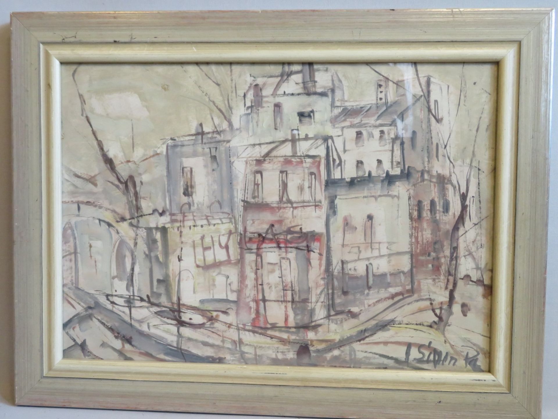 Simon, "Häuseransicht (wohl) in Paris", re.u.unles.sign., Aquarell, 44 x 62 cm, R. [56 x 74 cm]