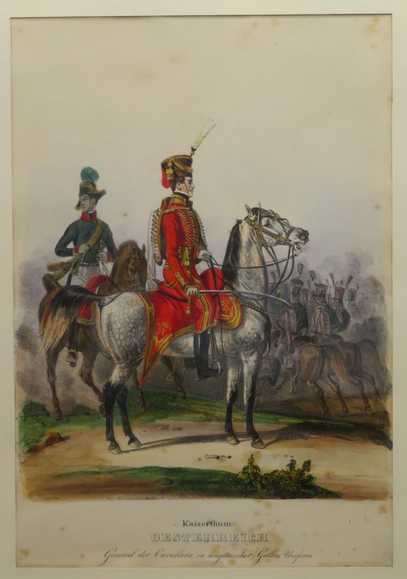 Biedermeier Lithografie, 19. Jahrhundert, "General der Cavallerie in ungarischer Galauniform", Kais