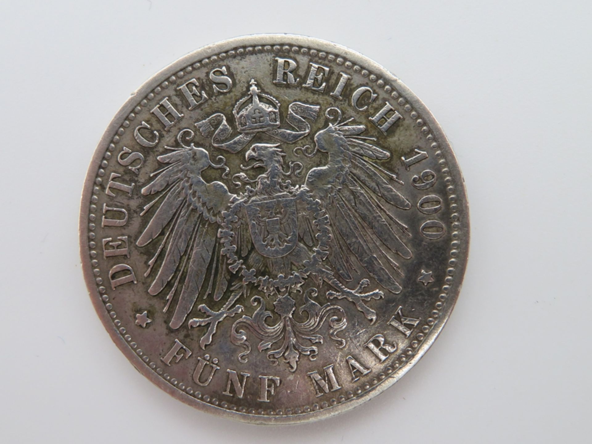 5 Mark, Wilhelm II., 1900A, Silber, 27 g, d 4 cm. - Bild 2 aus 2