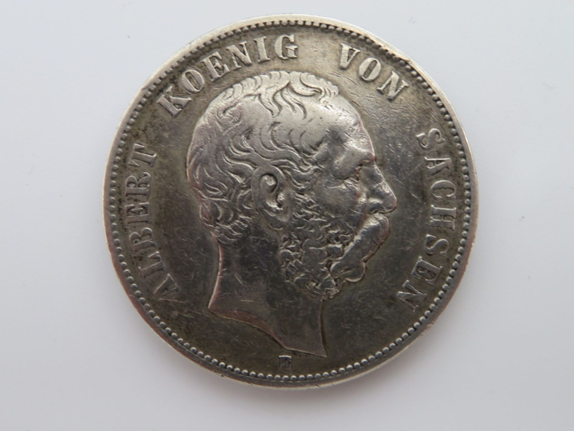 5 Mark, 1876E, Albert König von Sachsen, Silber, 27 g, d 3,7 cm.