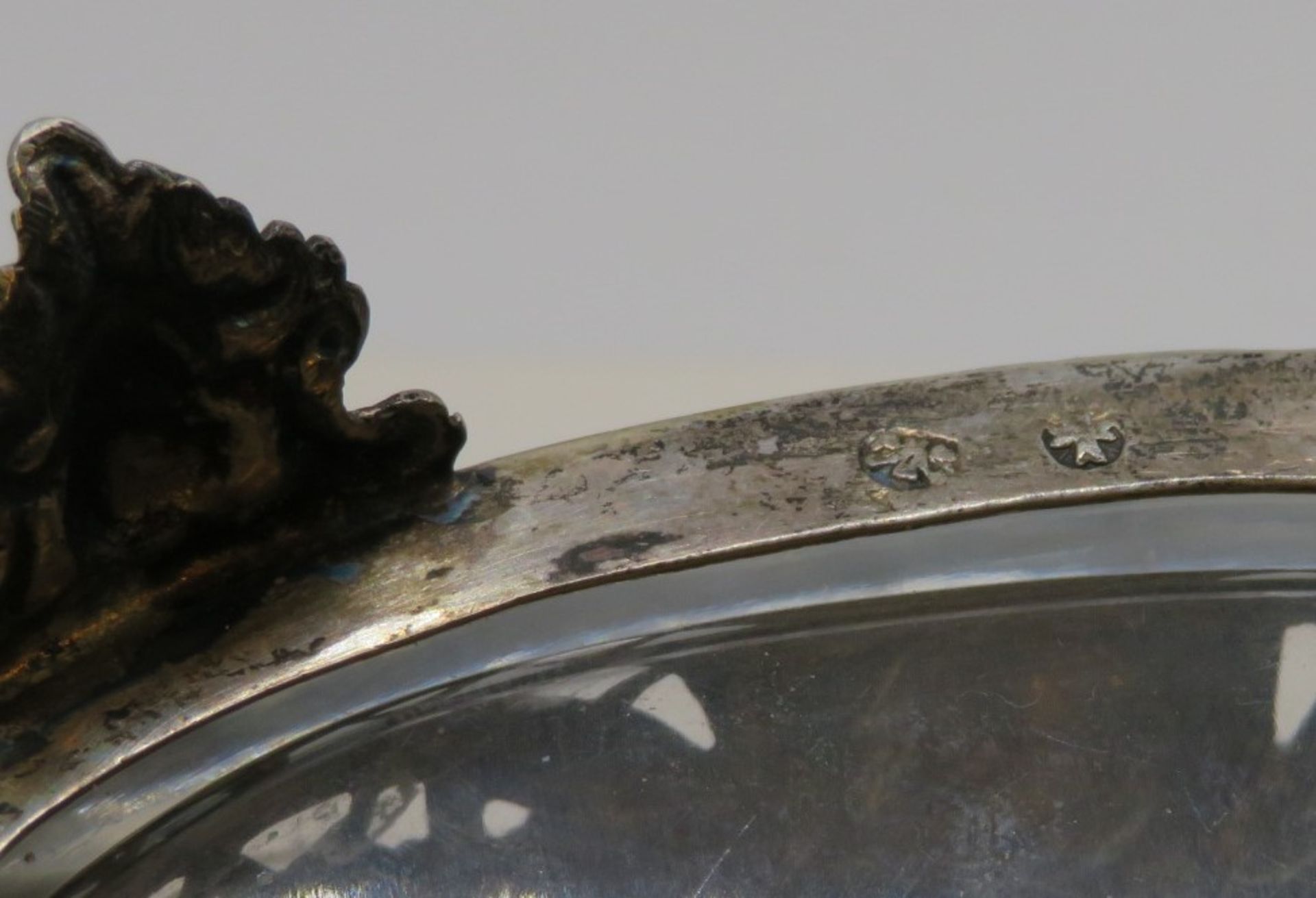 Salière, Frankreich, 19. Jahrhundert, 925er Sterlingsilber, gepunzt, Glaseinsatz, 45 g (ohne Glas), - Bild 2 aus 2