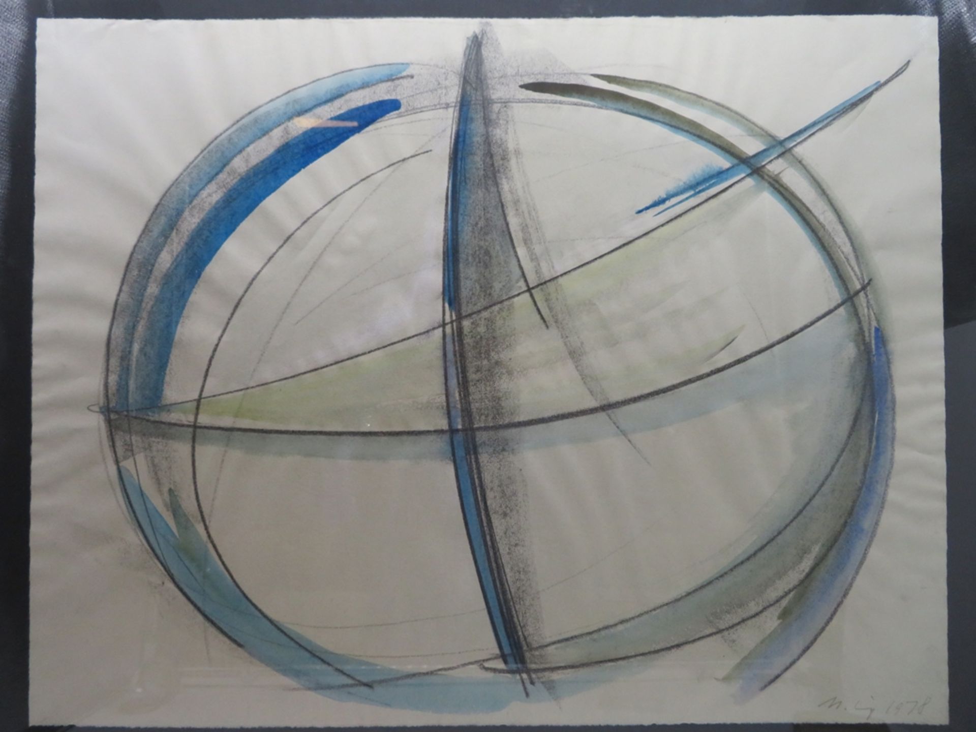 Unles.sign., "Strukturen", re.u.sign.u.dat. 1978, Kohle und Aquarell, 49 x 63 cm, Wechselrahmen [61