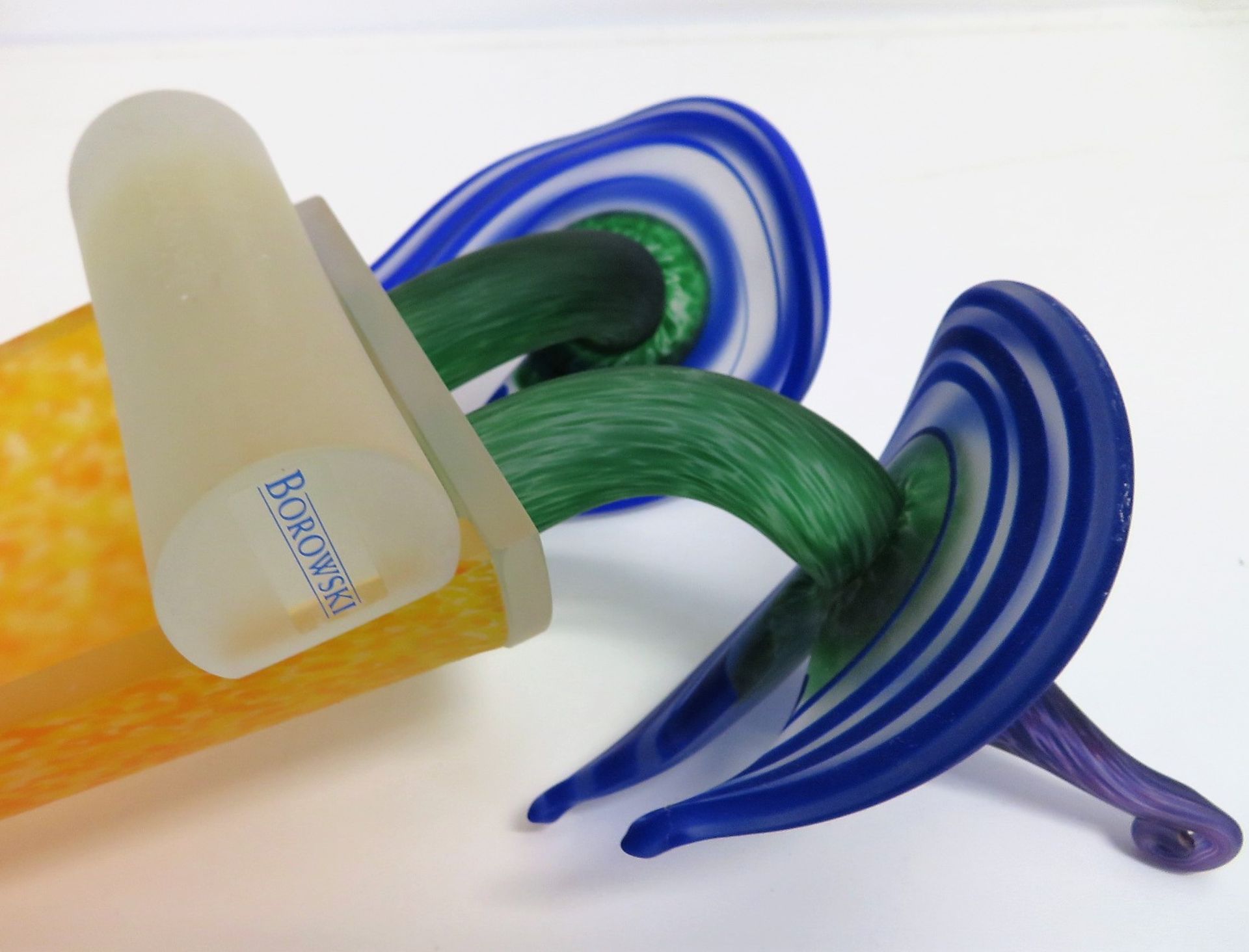 Designer Wandlampe, Borowski Glasstudio Königswinter, farbiges Glas, einflammig, Unikat, sign., Ori - Bild 2 aus 2