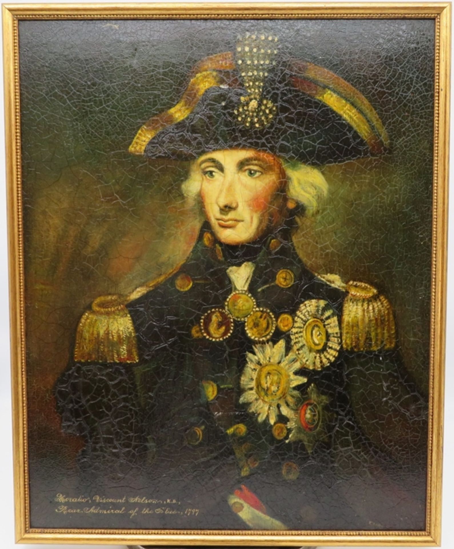 Unleserlich signiert, "Admiral Lord Nelson", Öl/Holz, 49 x 39 cm, R. [51,5 x 41,5 cm]