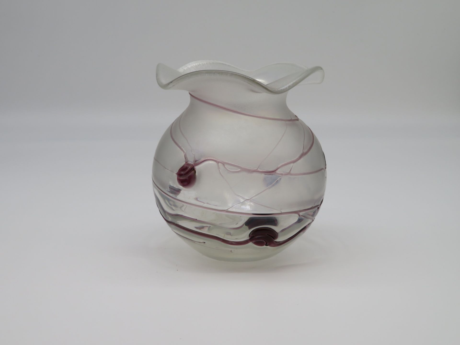 Vase, Freiherr von Poschinger Glasmanufaktur, Frauenau, Jugendstilmanier, irisierendes Glas mit unr