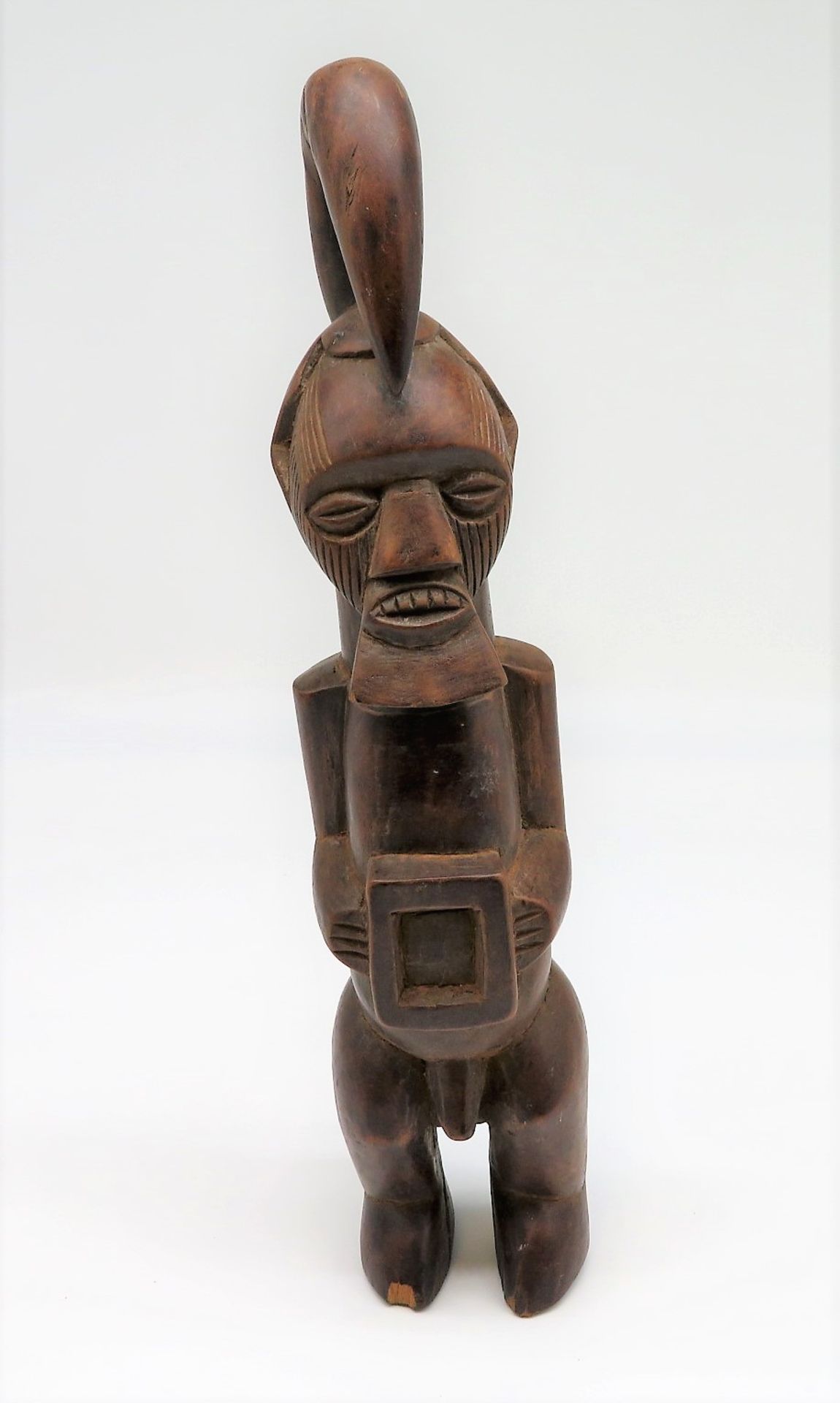 Ahnenfigur, Afrika, Stehender, Holz geschnitzt, h 37 cm, d 8,5 cm.