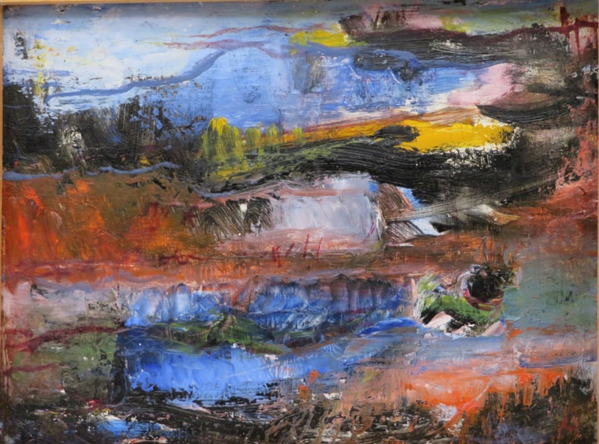 Andrea, K., Moderner Künstler, "Farbkomposition", li.u.sign., Öl/Malerpappe, 23 x 30,5 cm, R. [25 x