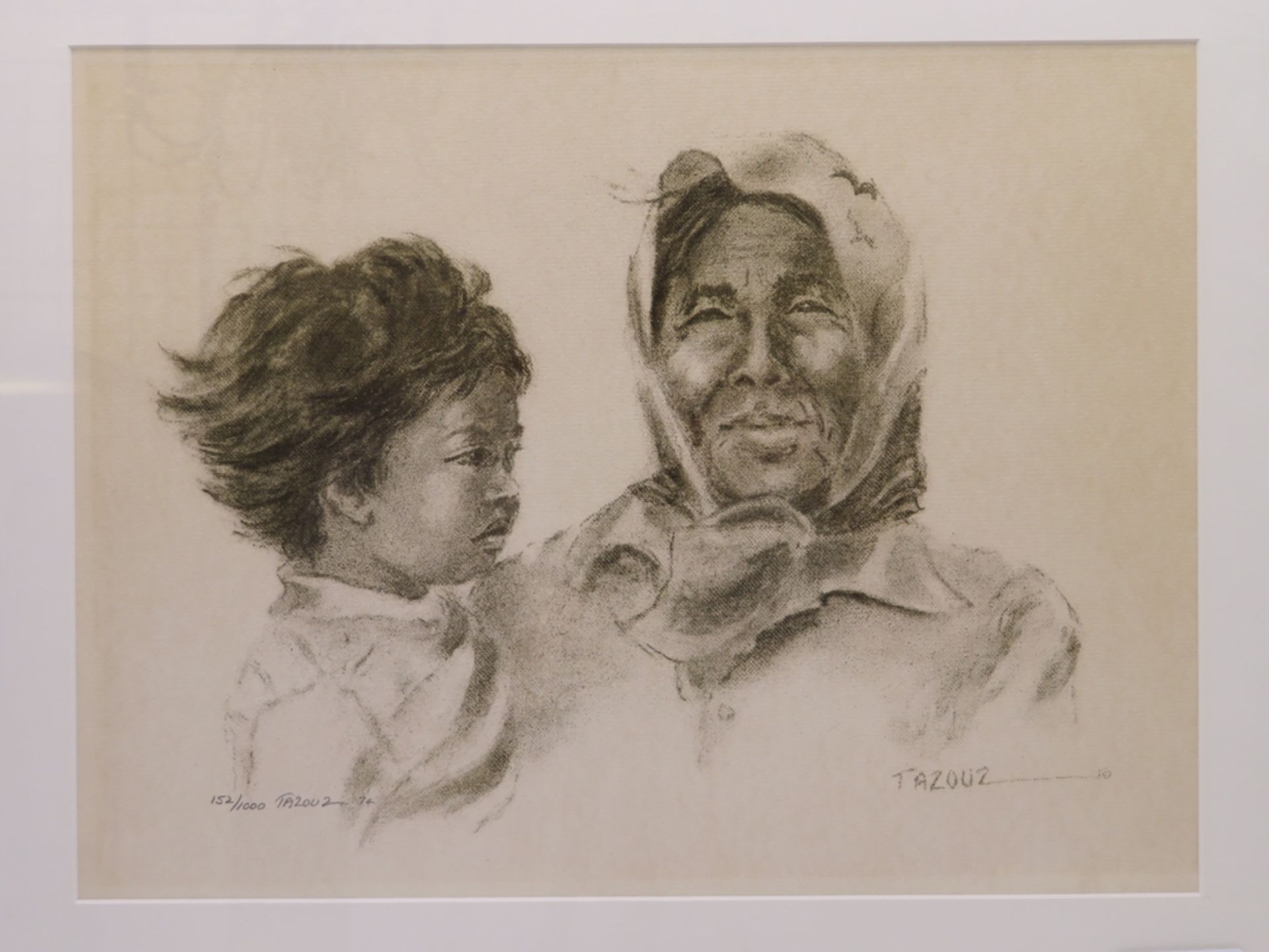 Tazouz, Amerikanische Künstlerin, "Mutter mit Kind", Lithografie, Aufl. 152/1000, li.u.sign., 29,5 