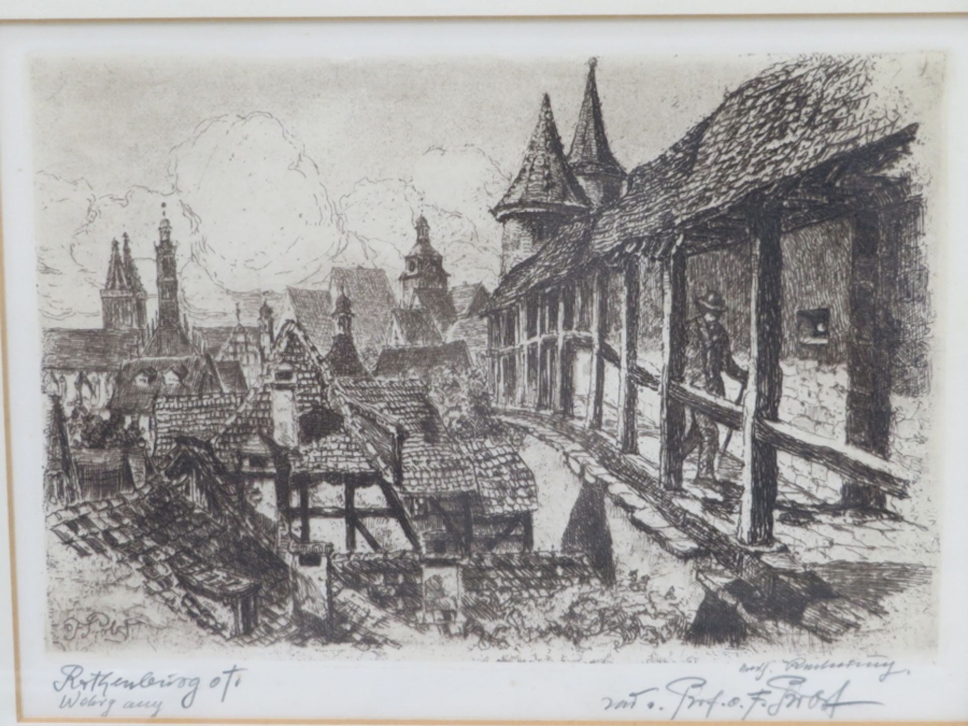 Prolst, O.F., "Rothenburg ob der Tauber", 2 Radierungen, 15 x 22 cm, R. [31 x 36 cm]