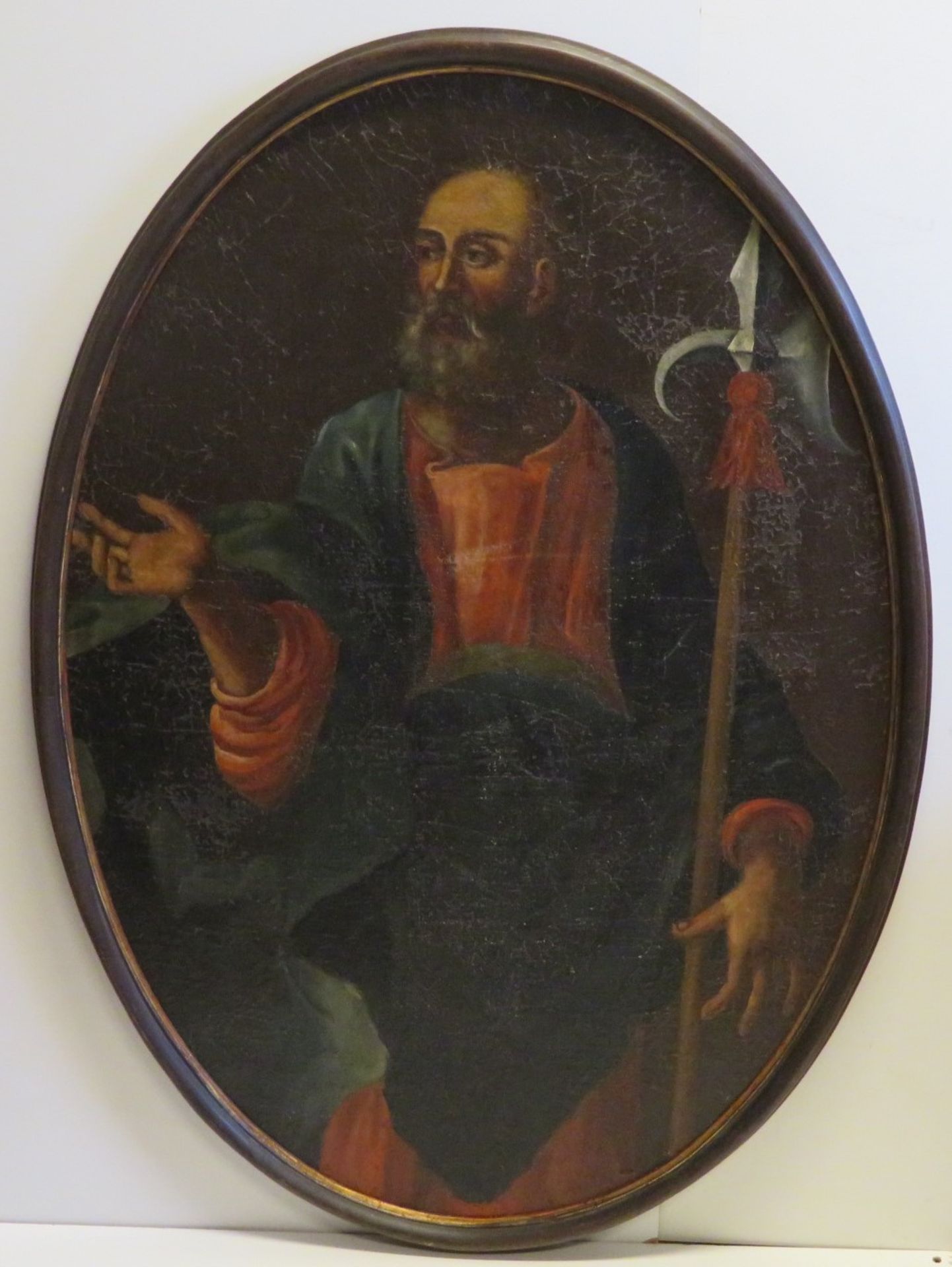 2 Barock Porträts, "Petrus" und "Judas Iskariot", Öl/Leinwand, doubliert auf Sperrholz, besch., 110