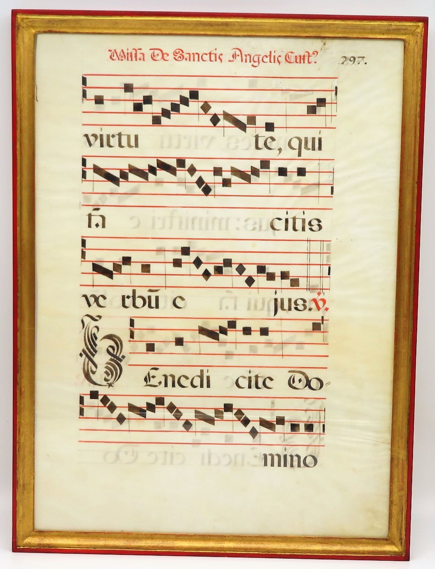 Notenblatt, Pergament, 54 x 38,5 cm, R. [58 x 43 cm]