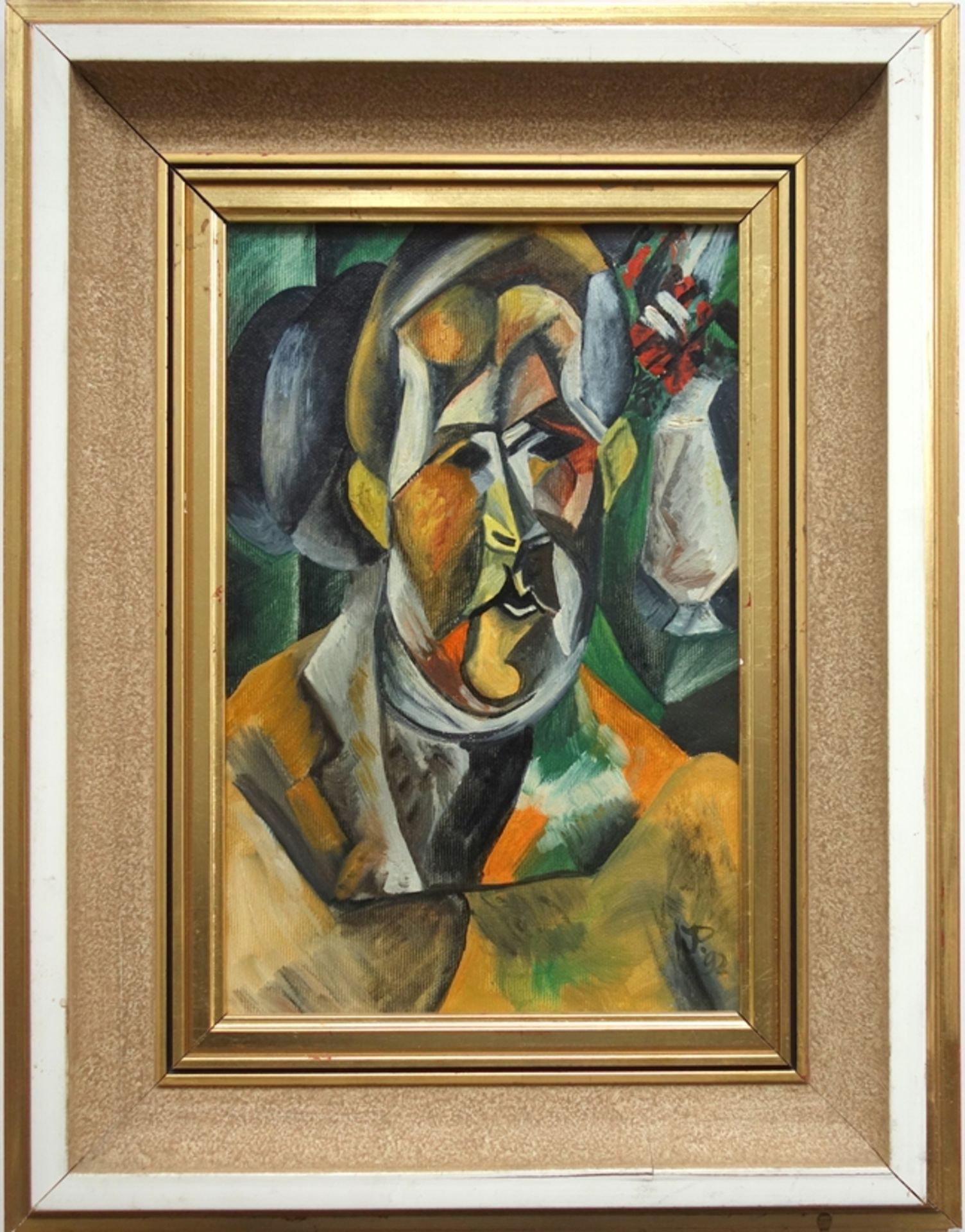 monogrammiert "JP", "Bildnis der Fernande" nach Picasso, 1992, Öl/Leinwand, H*B