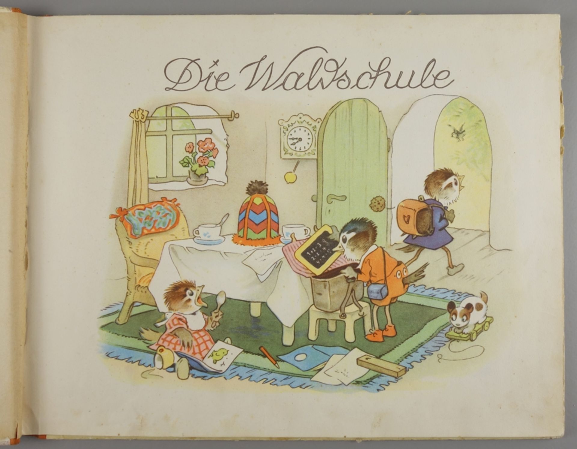 Die Waldschule, Fritz Baumgarten, Verse C.F.v.Schlichtegroll, wohl 1950er Jahre - Bild 2 aus 2