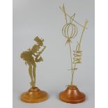 Varieté- Musikerin mit Saxophon und Lampignons, 1920er/30er Jahre, Holzsockel u