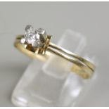 Ring mit Brillant, gez.13ct, 585er Gold, Gew.2,55g, geteilte Ringschiene, Brill