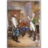 Miniatur "Treffen der Offiziere" nach Jean-Louis-Ernest Meissonier (1815-1891),