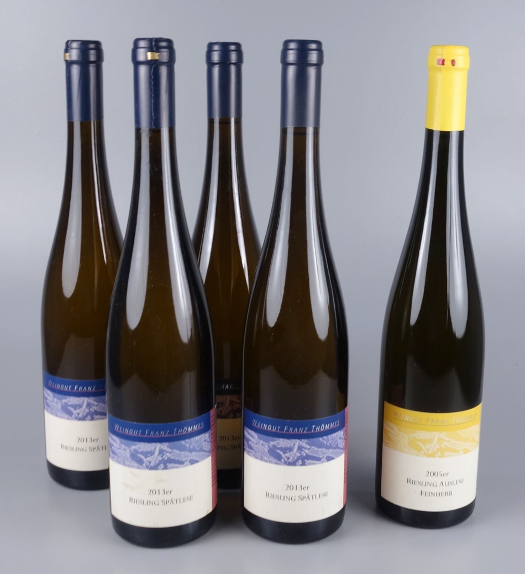 4 Flaschen 2013er Riesling Spätlese und 1* 2005er Riesling Auslese, Feinherb,