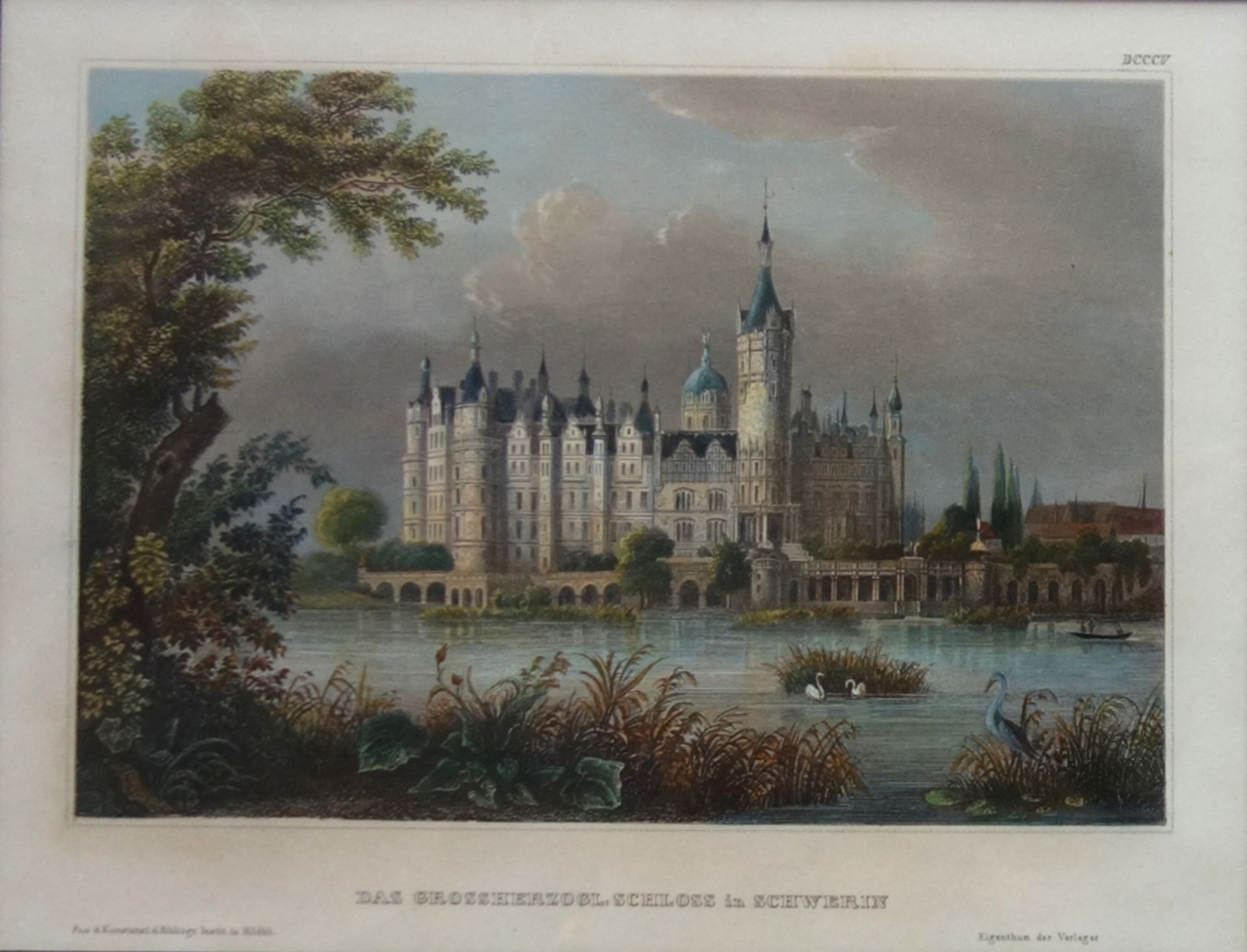 "Das grossherzogl. Schloss in Schwerin", kolorierter Stahlstich, 19. Jh., aus d