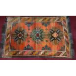 Teppich, Turkmenistan, 170*260cm, rostrot-gründig, stärkere Gebrauchsspuren, zu