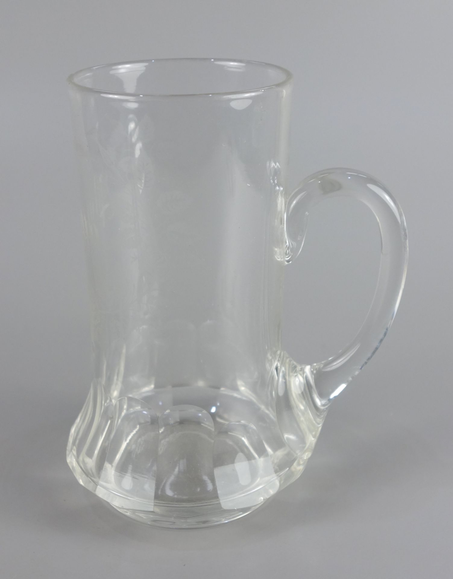 Bierglas "Pappa", um 1920, Stand mit Bodenkugelung, Schälschliff, Ohrhenkel, H. - Image 3 of 3