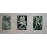 Hermann Naumann (*1930, Kötzschenbroda), 3 erotische Illustrationen zu Arthur R