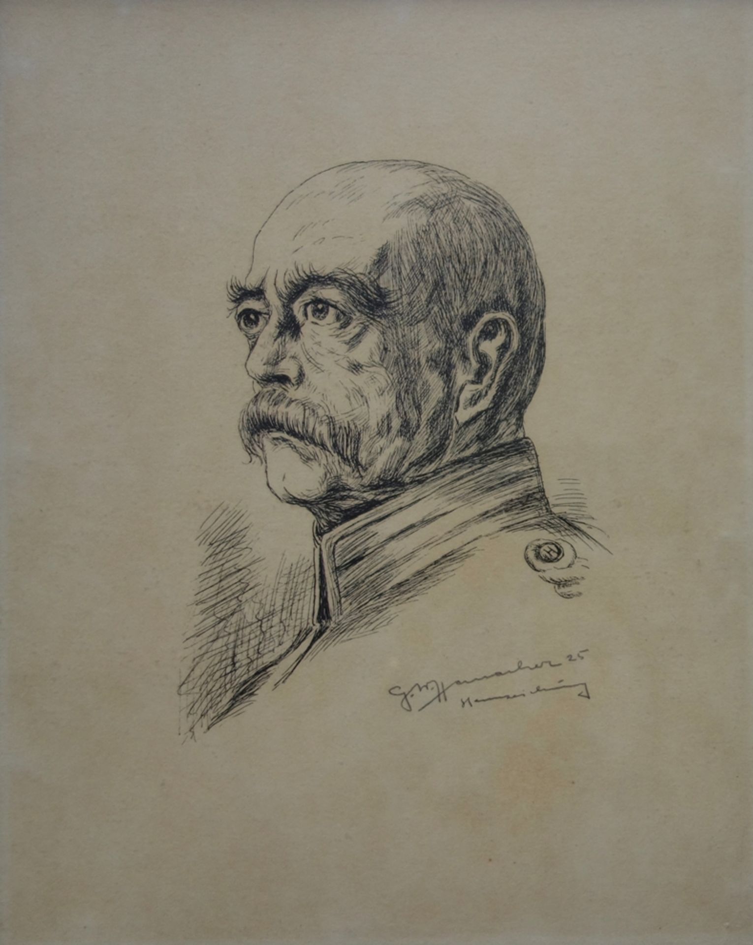 G. W. Hamacher, "Otto von Bismarck", 1925, Radierung, unten rechts handsigniert - Bild 2 aus 2