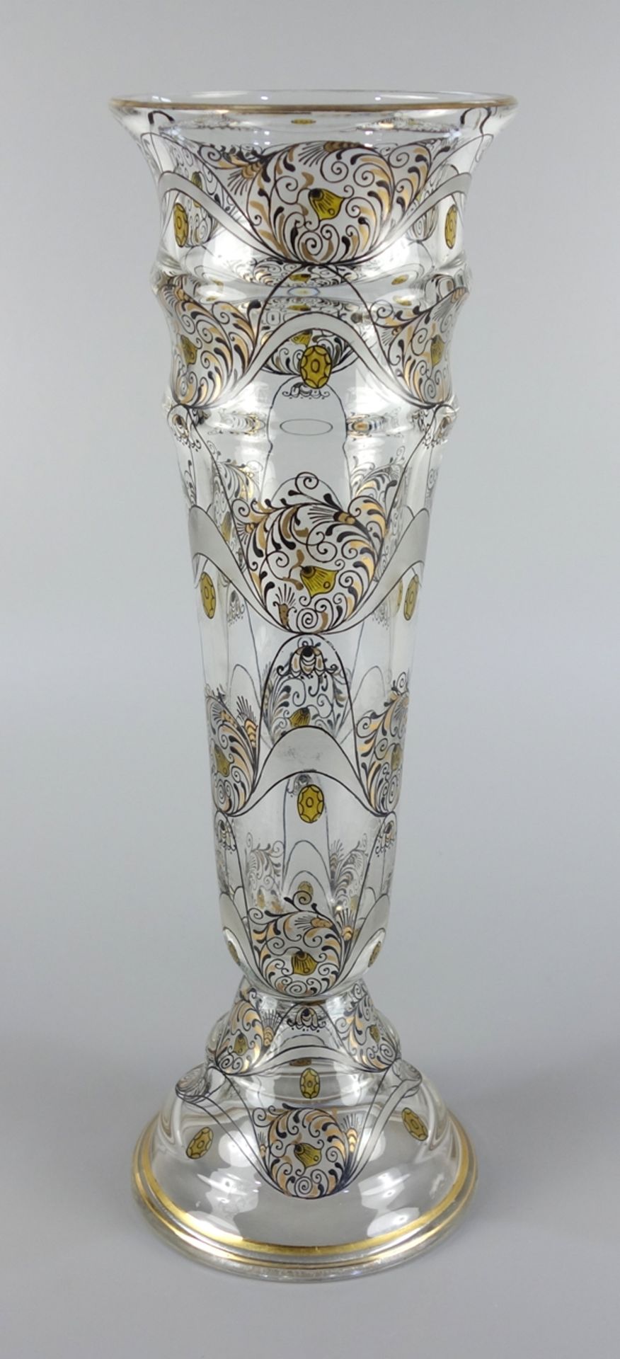 große Vase mit Schwarzlot und Gold, Johann Oertel Glasfachschule Haida zugeschr - Image 2 of 4