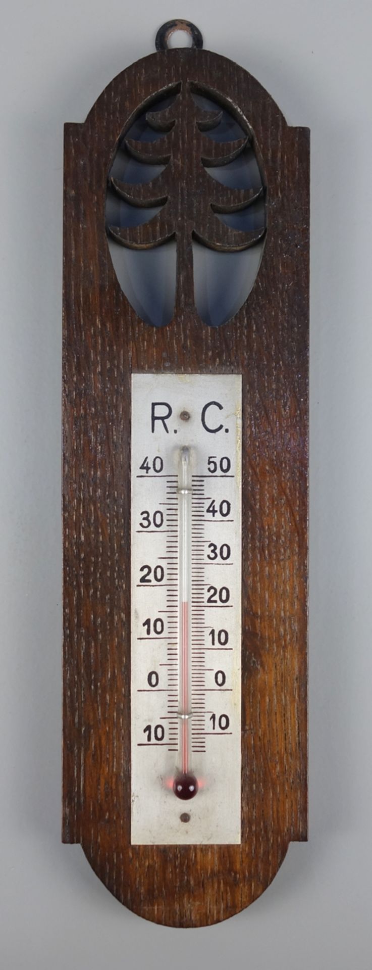 Jugendstil- Barometer und kleines Thermometer, um 1910 und 1940, jeweils Eiche, - Image 3 of 3