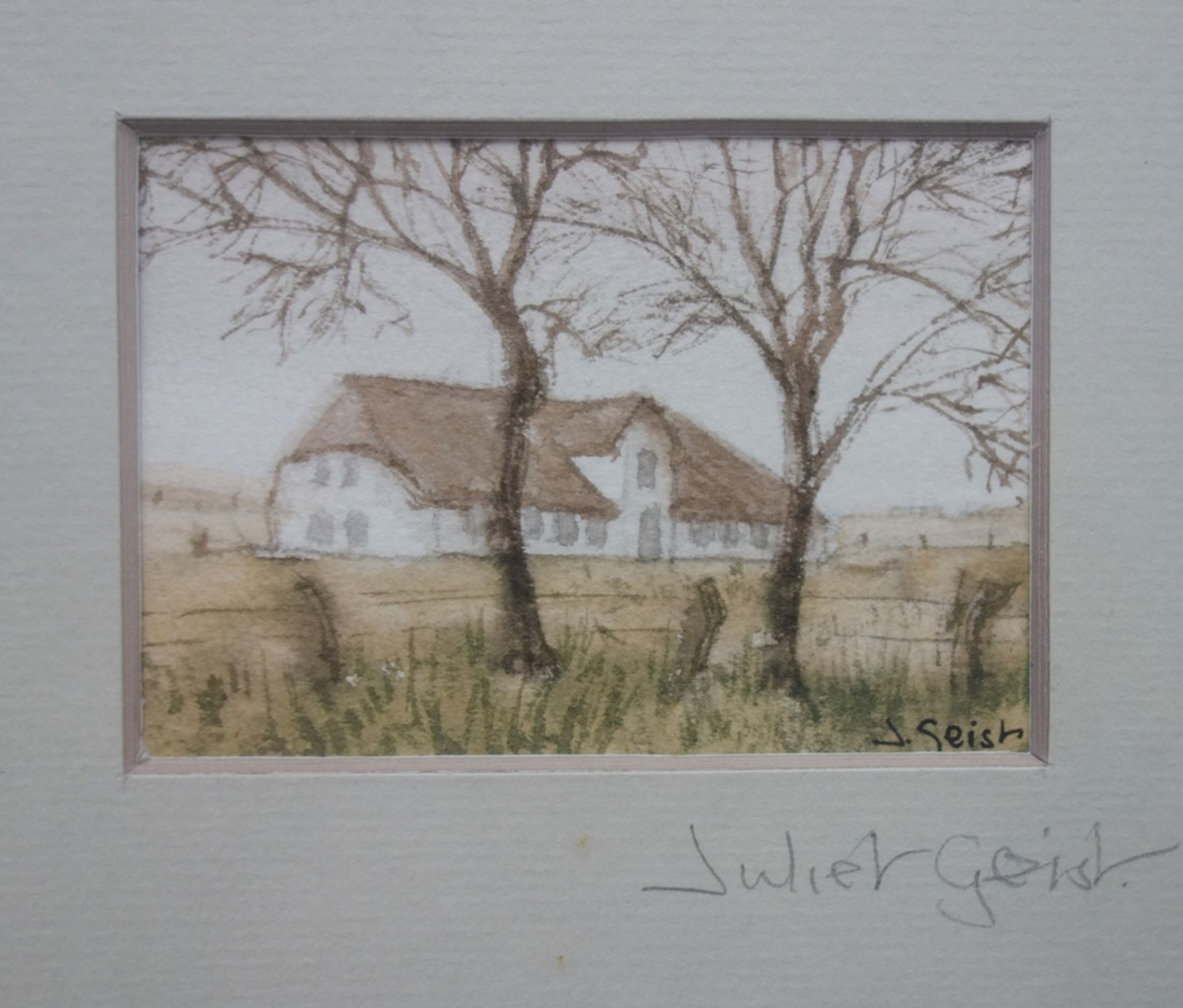 Juliet-Anne Geist (*1937, Watford/UK), "Bauernhaus", Aquarell, unten rechts 2* - Bild 2 aus 2