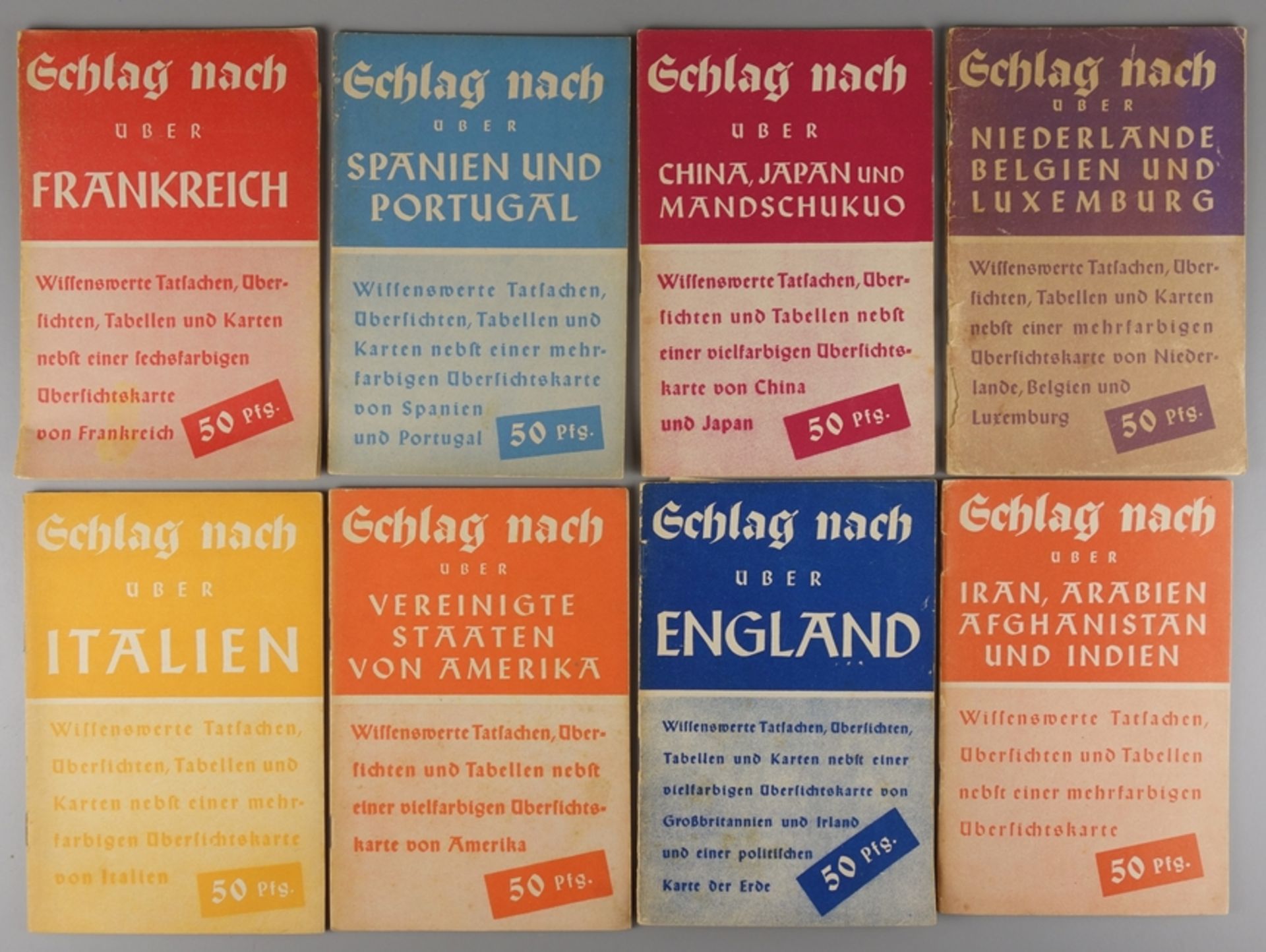 8 Schlag-nach-Hefte, Wissenswerte Tatsachen, Übersichten, Tabellen und Karten,