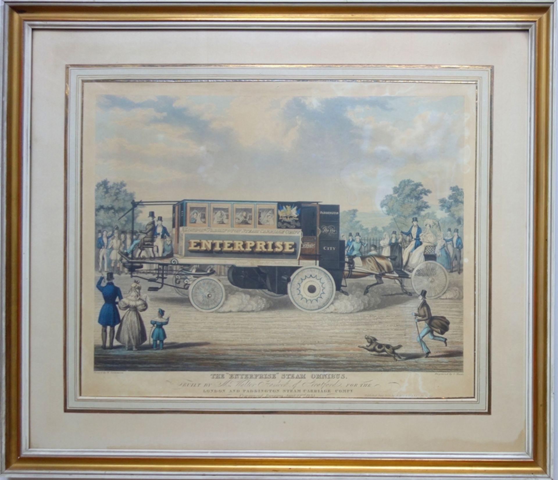 C. Hunt, "The ''Enterprise'' Steam Omnibus", kolorierter Stich nach W. Summers,