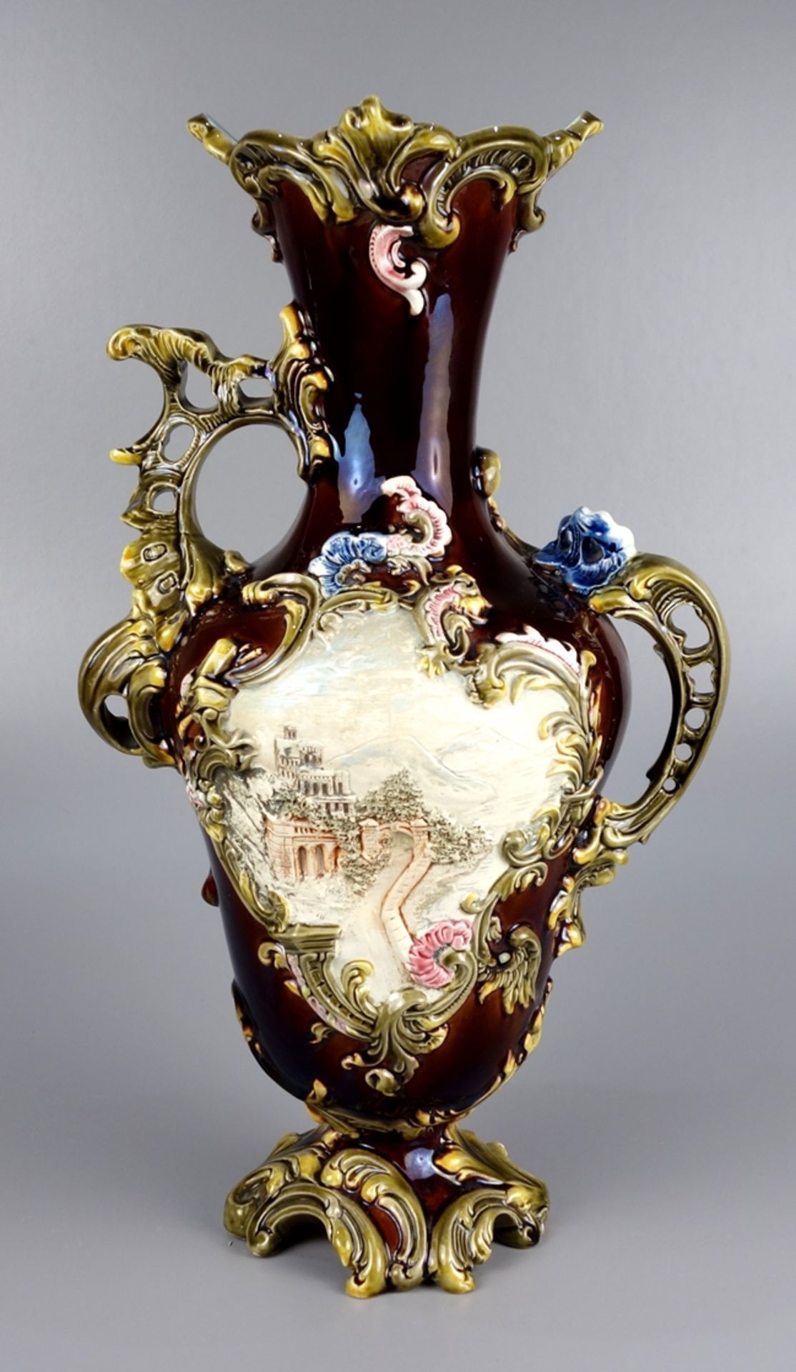 Vase, Richard und Martha Krause, Schweidnitz, Schlesien, um 1890, Majolika, For