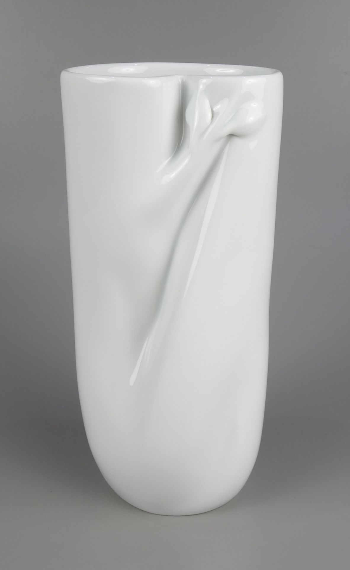 Vase, Weißware, mit plastischem Zweig, Meissen, 2.Hälfte 20.Jh., I.Wahl, Form-N