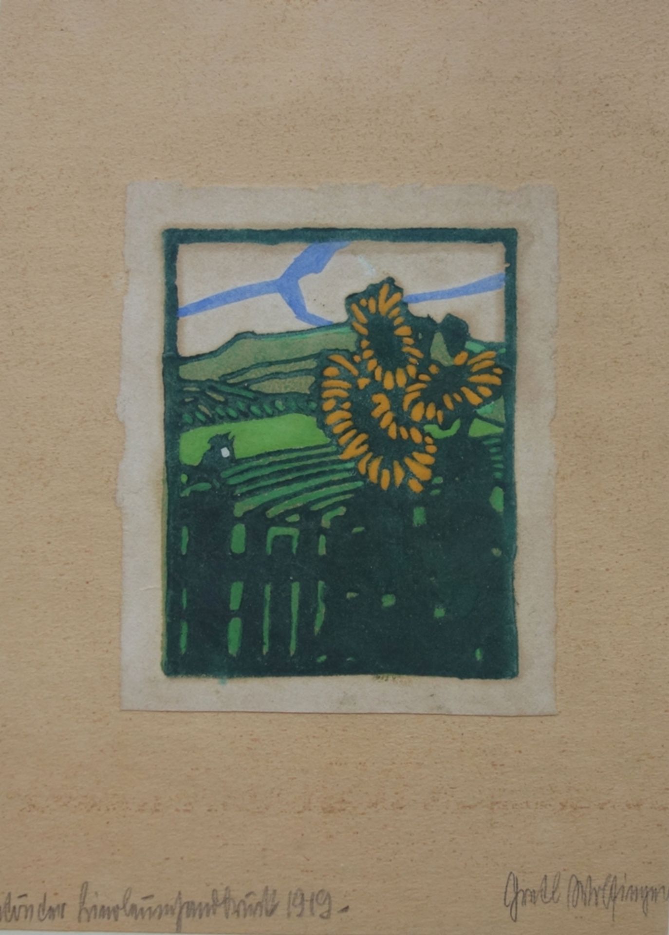 Margret Wolfinger (1891, Nürnberg - 1954, Behringsdorf), "Sonnenblumen am Garte