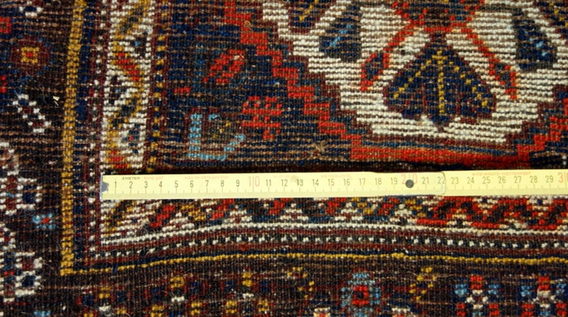 Teppich, Shiraz, 225*285cm, geometrische Muster, rot-braun gründig, starke Alte - Bild 3 aus 3