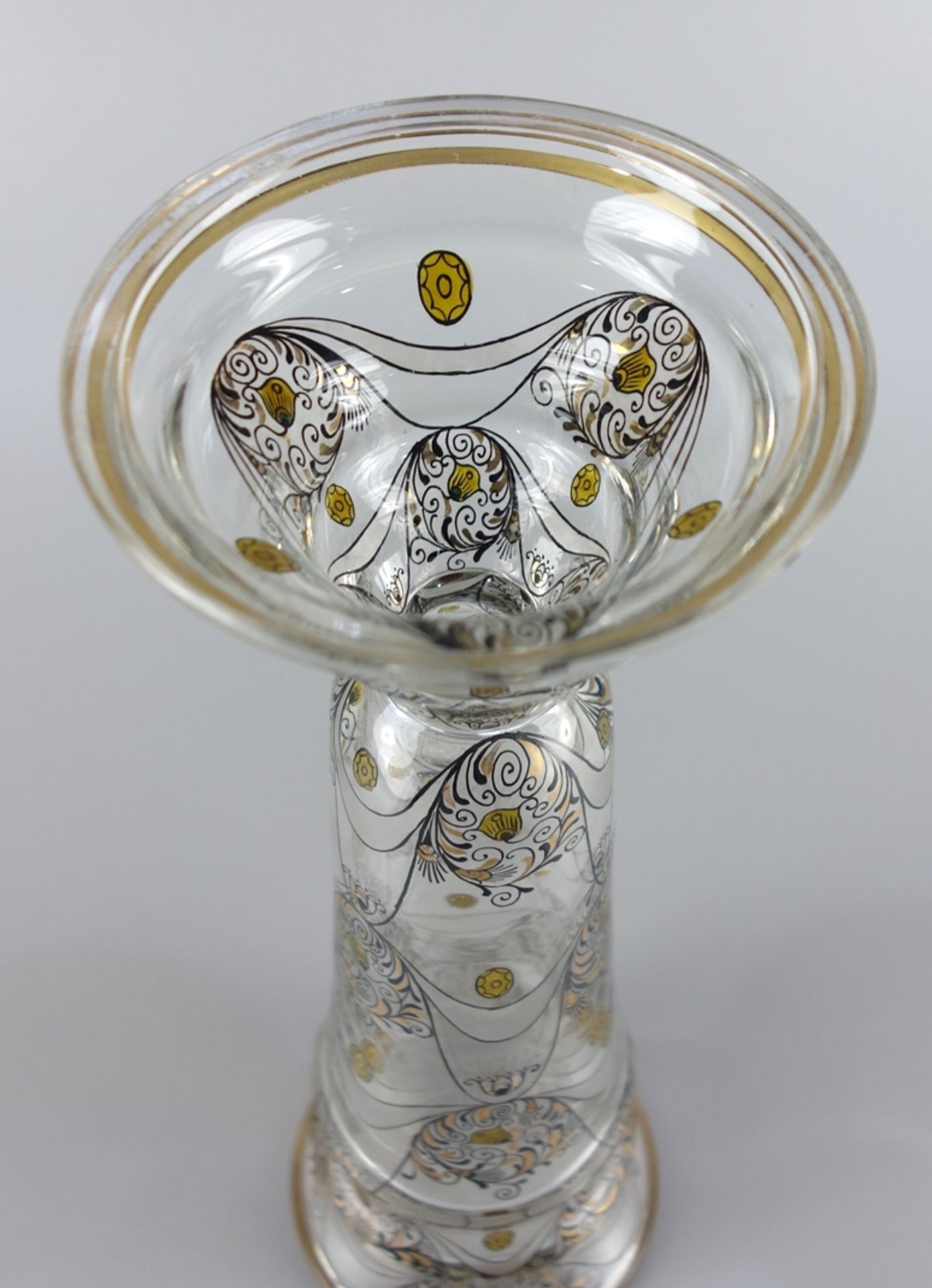 große Vase mit Schwarzlot und Gold, Johann Oertel Glasfachschule Haida zugeschr - Bild 4 aus 4