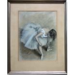 Kopie nach Edgar Degas, "Ballerina", Farblithografie, in Passepartout, Ausschni