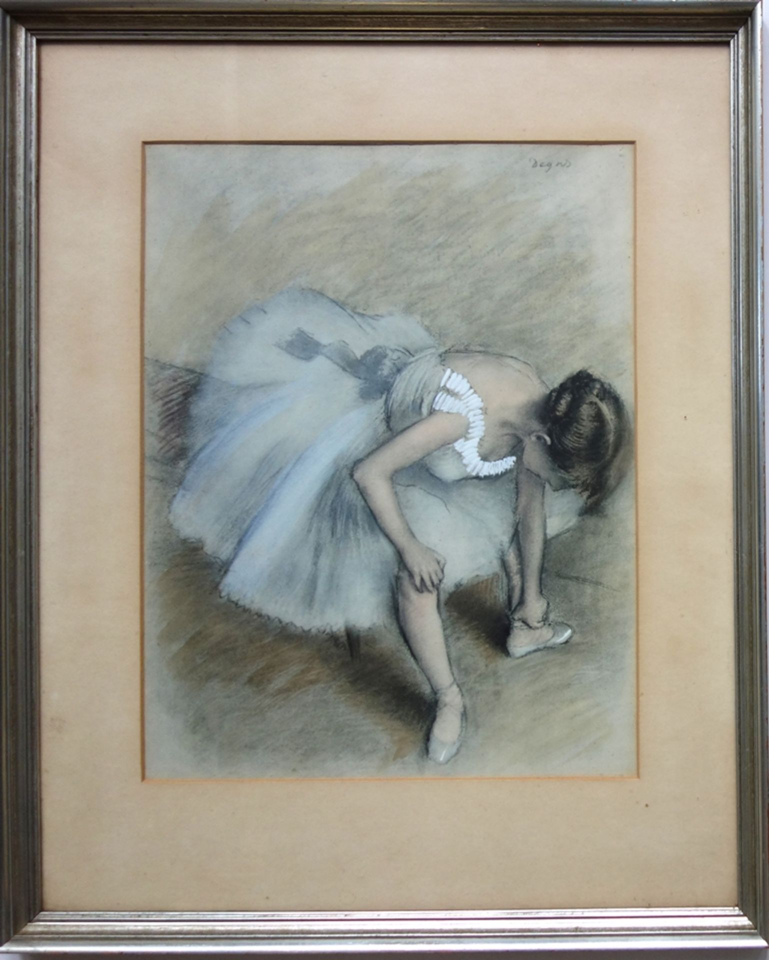 Kopie nach Edgar Degas, "Ballerina", Farblithografie, in Passepartout, Ausschni