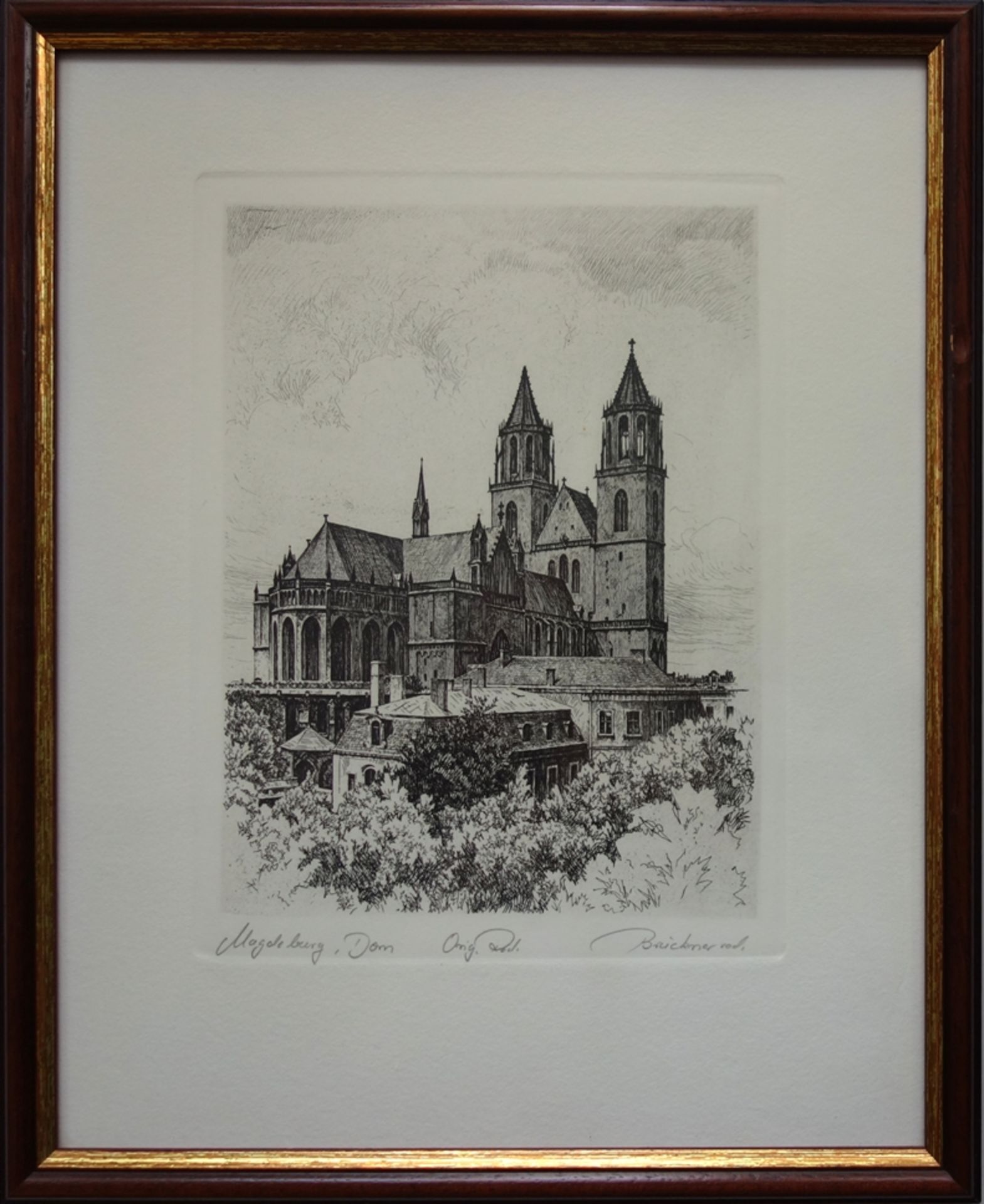 Max Brückner (1888, Dresden - ?), "Magdeburger Dom", 1930er Jahre, Radierung, u