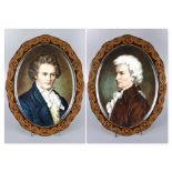 Paar große Wandplatten mit Porträts "Amadeus Mozart" und "Ludwig van Beethoven"