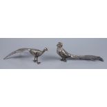 Tafelschmuck, 2 Fasane, Messing versilbert, L.18cm, H.7cm